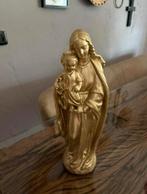 Mooi goudkleurig Maria beeld met kindje op de arm 36 cm hoog, Ophalen of Verzenden, Zo goed als nieuw, Religie
