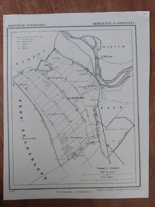 34 / Kamperveen Wittenstein Litho uit 1868 van J. Kuyper, Antiek en Kunst, Kunst | Litho's en Zeefdrukken, Ophalen of Verzenden