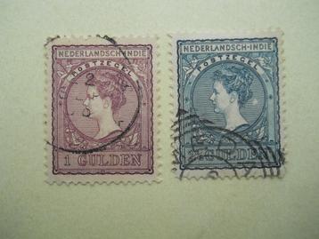Nederlands Indie 1906 Koningin Wilhelmina Nvph.58C-59C gest. beschikbaar voor biedingen