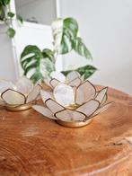 Nieuw lotus waxinelichthouder capiz schelp goud, Ophalen of Verzenden, Nieuw, Wit