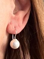 Echt zilveren oorbellen met grote parels, Nieuw, Beige, Met edelsteen, Ophalen of Verzenden