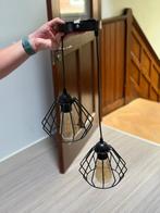 Industriële hanglamp met 2 fittingen zwart met metalen kap, Ophalen of Verzenden, Zo goed als nieuw, Minder dan 50 cm