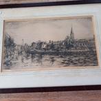 Hans van Dokkum - Utrecht vanaf de gracht, Antiek en Kunst, Kunst | Etsen en Gravures, Ophalen of Verzenden