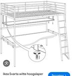 Ikea svarta Hoogslaper met bureau wit metaal 1 persoon, Huis en Inrichting, Slaapkamer | Stapelbedden en Hoogslapers, Ophalen of Verzenden