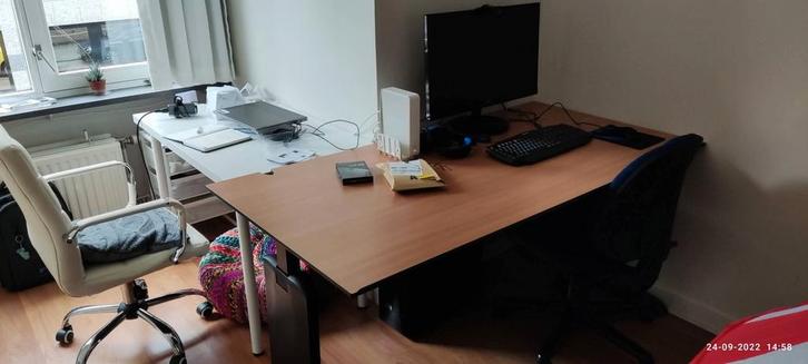 Verstelbaar bureau 160x80 met steekdoos, Huis en Inrichting, Tafelonderdelen, Gebruikt, Tafelblad, 150 tot 200 cm, 50 tot 100 cm