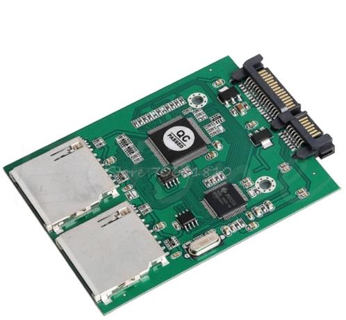 2 Port Dual SD SDHC MMC RAID to SATA Adapter Converter, Computers en Software, Harde schijven, Nieuw, Desktop, Ophalen of Verzenden
