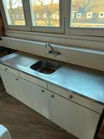 Keukenblok met RVS werkblad, Huis en Inrichting, Keuken | Keukenelementen, Ophalen, Gebruikt, 100 tot 150 cm, Wit