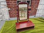 Biedermeier mahonie staande kapspiegel met opbergklep., Antiek en Kunst, Antiek | Woonaccessoires, Ophalen of Verzenden