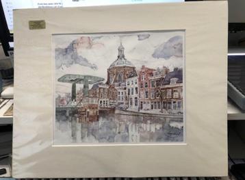 Aquarel Leiden Hervormde kerk - Marekerk – Koepelkerk Nr.16  beschikbaar voor biedingen
