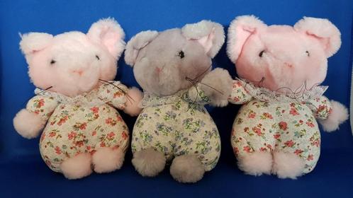 3 vintage knuffels, muisjes, 15cm, prachtige staat. 3A42, Kinderen en Baby's, Speelgoed | Knuffels en Pluche, Gebruikt, Overige typen