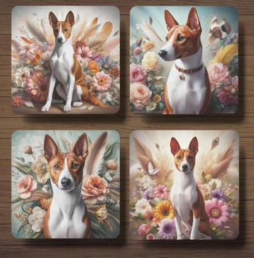 Basenji Barok stijl onderzetters met houder beschikbaar voor biedingen
