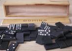 Oude Grote set Domino ( t/m 9)stenen in houten doos met op d, Antiek en Kunst, Ophalen of Verzenden
