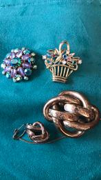 3 broches goudkleurig, Sieraden, Tassen en Uiterlijk, Broches, Overige materialen, 4 tot 7 cm, Gebruikt, Ophalen of Verzenden