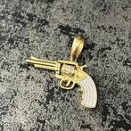 14k gouden hanger revolver model pistool geweer, Ophalen of Verzenden, Zo goed als nieuw, Goud, Kruis of Symbool