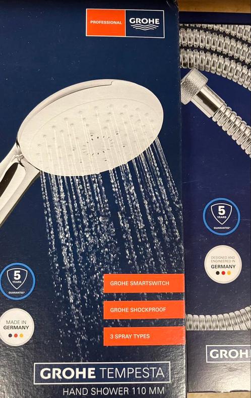 Grohe Tempesta 110 en 2m Relaxaflex metalen slang NiEUW!, Doe-het-zelf en Verbouw, Sanitair, Zo goed als nieuw, Douche, Chroom