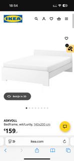 Ikea bed ASKVOLL met matras, Ophalen, Wit, Tweepersoons, 140 cm