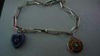zilver armband met 2 medaillon hangertjes voor foto, Verzenden, Zo goed als nieuw, Met strass, Zilver