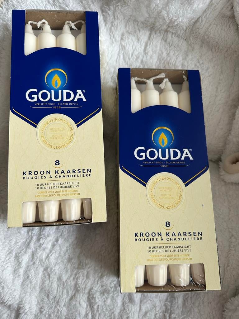 Gouda Kroon Kaarsen - Nieuw in Verpakking, Huis en Inrichting, Woonaccessoires | Kandelaars en Kaarsen, Nieuw, Kaars, Minder dan 25 cm