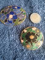 2 grote vintage cloisonne broches bloem., Ophalen of Verzenden, Nieuw, Overige kleuren, Overige materialen