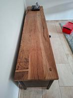 TV meubel roestmetaal, eikenhoutblad,, Huis en Inrichting, Tafels | Sidetables, Ophalen, 200 cm of meer, Zo goed als nieuw, Eikenhout
