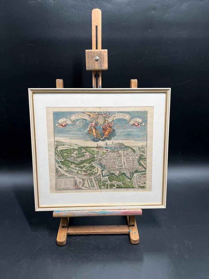 Oude gravure van de stad Gotha 1730, Antiek en Kunst, Kunst | Etsen en Gravures, Ophalen of Verzenden