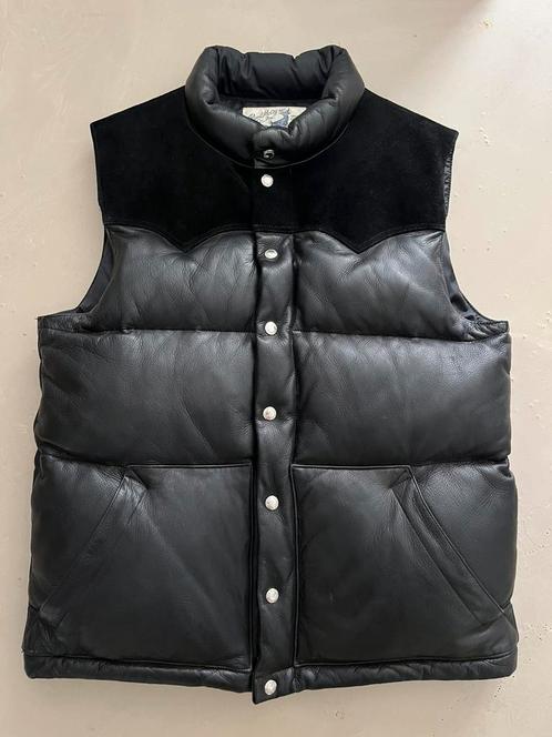 The Real McCoy’s Deerskin Down Vest, Kleding | Heren, Bodywarmers, Zo goed als nieuw, Maat 52/54 (L), Zwart, Ophalen of Verzenden