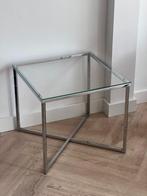 Minimalistische glas‑en‑chroom bijzettafel, Huis en Inrichting, Tafels | Bijzettafels, Minder dan 55 cm, Rond, Scandinavian, Glas