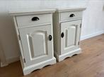 2 brocante witte landelijke nachtkastjes, Ophalen, Gebruikt, Minder dan 45 cm, 55 tot 70 cm