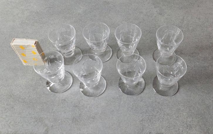 Mooie set van 8 Franse kristallen likeurglaasjes. Kadotip, Antiek en Kunst, Antiek | Glas en Kristal, Ophalen of Verzenden