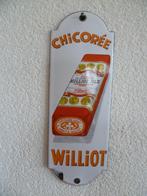 EMAILLE DEURPOST BORDJE"CHICOREE WILLIOT"UIT JAREN 30, Verzamelen, Ophalen of Verzenden, Gebruikt, Reclamebord