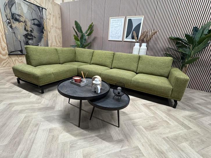 ZGAN XL Montel Star Verlengde Hoekbank - Groen - 345 x 205, Huis en Inrichting, Banken | Bankstellen, Zo goed als nieuw, Hoekbank