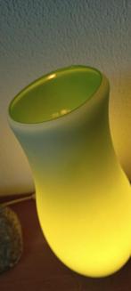 Glazen XL vintage tafellamp -design groen/wit -Mylonit - 90s, Gebruikt, Glas, Ophalen of Verzenden, Minder dan 50 cm