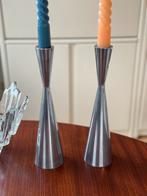 Vintage IKEA SNYGG kandelaars aluminium chroom design, Huis en Inrichting, Woonaccessoires | Kandelaars en Kaarsen, Overige kleuren