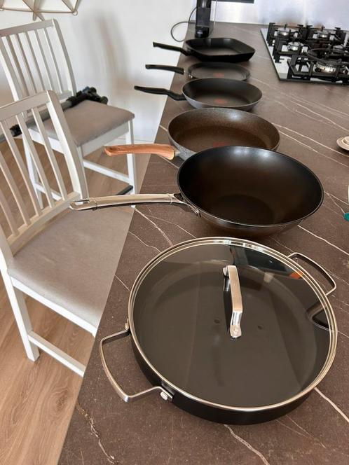 Diverse pannen (ook los): Tefal, Masterchef, BK, GreenPan, Huis en Inrichting, Keuken | Potten en Pannen, Gebruikt, Pannenset