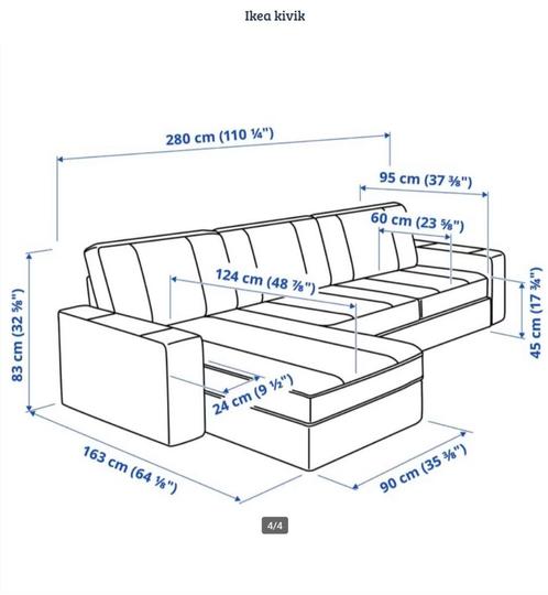 Kivik 3 persoonsbank met chaise longue, Huis en Inrichting, Banken | Bankstellen, Gebruikt, Rechte bank, Driepersoons, 300 cm of meer