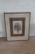 Papyrus schilderij met levensboom ingelijst, Antiek en Kunst, Ophalen of Verzenden