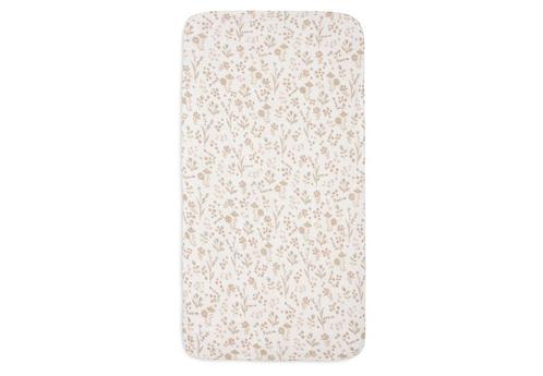 Hoeslaken Jersey Bloomy Bloemen 60 x 120 cm Jollein, Kinderen en Baby's, Kinderkamer | Beddengoed, Nieuw, Hoeslaken of Sloop, Wit