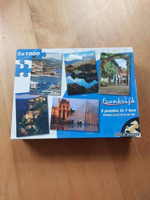 5 in 1 Puzzelbox Frankrijk (1000 stukjes), Hobby en Vrije tijd, Denksport en Puzzels, Zo goed als nieuw, Legpuzzel, 500 t/m 1500 stukjes