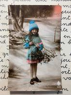 Bonne Année - meisje met lang haar en maretak, Ophalen of Verzenden, Voor 1920, Gelopen, Feest(dag)