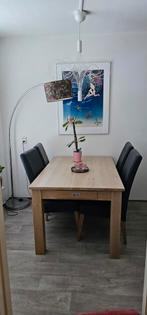Eettafel met 4 echt lernen stoelen, Huis en Inrichting, Ophalen of Verzenden