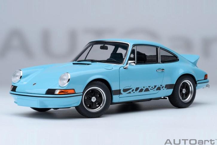 1:18 Porsche 911 Carrera RS blauw-zwart 1973 Autoart 78032, Hobby en Vrije tijd, Modelauto's | 1:18, Nieuw, Auto, Autoart, Ophalen of Verzenden