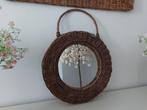 Riviera Maison rattan ronde spiegel met hengsel, Huis en Inrichting, Woonaccessoires | Spiegels, Ophalen, Minder dan 50 cm, Rond