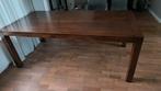 Gelakte teak houten eettafel., Gebruikt, 200 cm of meer, Rechthoekig, 50 tot 100 cm