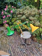Twee vintage architectenlampen geel groen, Ophalen of Verzenden, Gebruikt, Vintage, Minder dan 50 cm