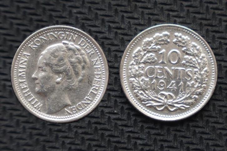 Muntgeld Nederland Wilhelmina Dubbeltje 1941, Postzegels en Munten, Munten | Nederland, Losse munt, 10 cent, Koningin Wilhelmina