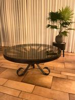 Salontafel wagenwiel met glas, Ophalen, Gebruikt, 100 tot 150 cm, Rond
