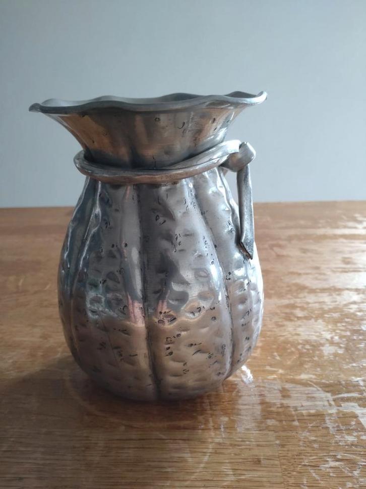 Vintage Tinnen Vaas - Kurz Edeltin, Huis en Inrichting, Woonaccessoires | Vazen, Gebruikt, Overige kleuren, Minder dan 50 cm, Overige materialen