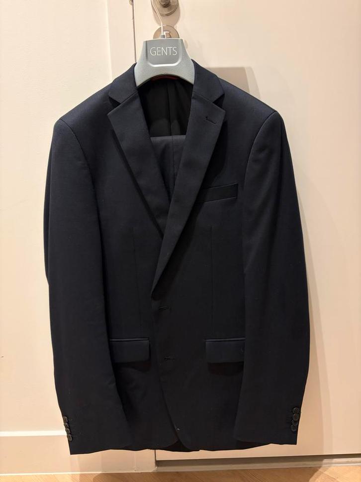 Donkerblauw herenpak, Kleding | Heren, Kostuums en Colberts, Zo goed als nieuw, Maat 52/54 (L), Blauw, Ophalen of Verzenden