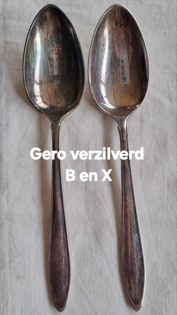 Gero 90 B & Gero X verzilverde lepels verschillend signatuur, Antiek en Kunst, Antiek | Bestek, Ophalen of Verzenden