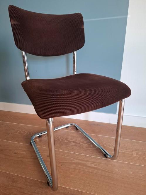 5 eetkamerstoelen buizenframe en ribbekleding, Huis en Inrichting, Stoelen, Zo goed als nieuw, Vijf, Zes of meer stoelen, Stof